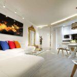 open concept living room in unique airbnb accommodation near alhambra granada spain