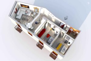 3d render of modern apartment for rent near alhambra in granada, spain