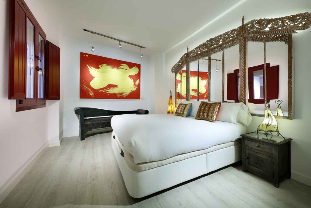 bedroom in boutique airbnb apartment in granada albaicin, art chapiz