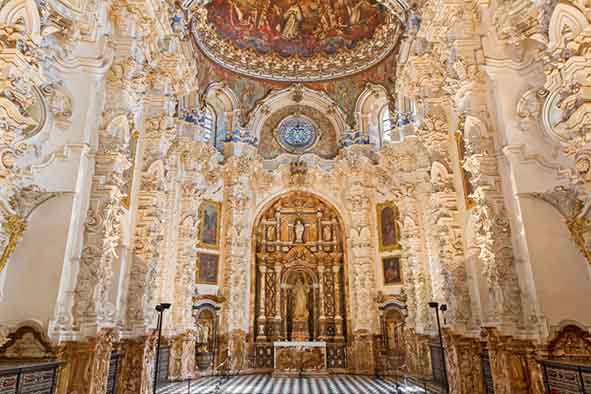 church nave with atrium at the cartuja monastery in Granada Spain